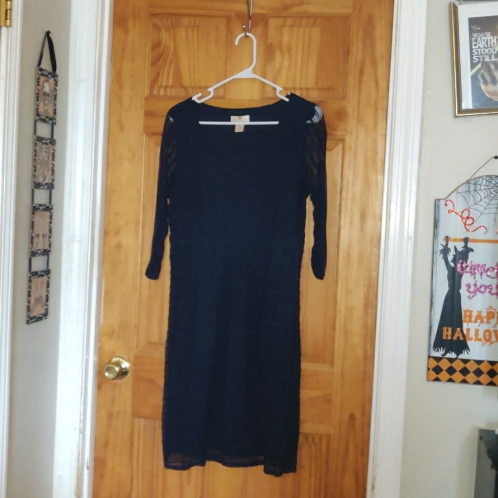 Navy Blue Two Hearts Maternity Dress Lg